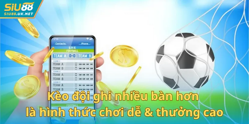 Kèo đội ghi nhiều bàn hơn là hình thức chơi dễ & thưởng cao